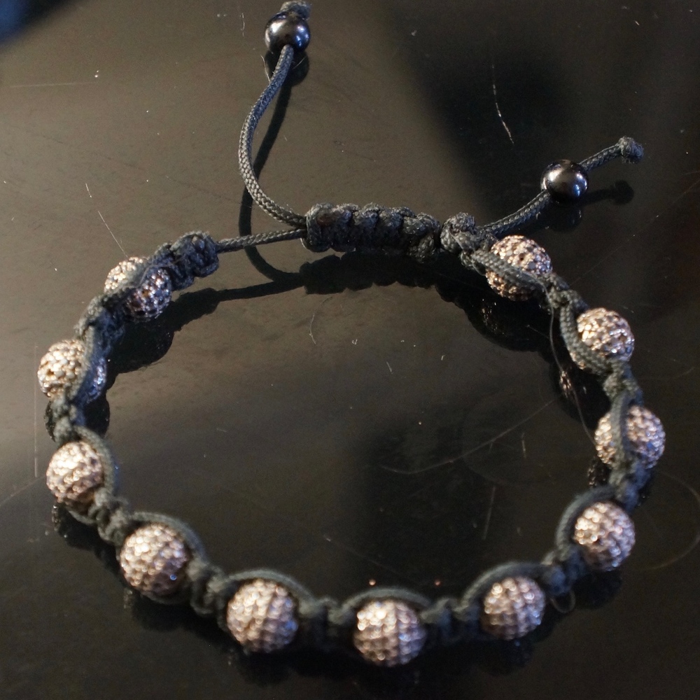 Men's Black Crystal Shamballa Bracelet